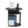 Furinno JAYA Simple Design Oval End Table, Side Table, Bedside Table, Walnut