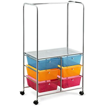 JYDQM 6 Drawer Rolling Storage Cart Hanging Bar Office Dining Room Kitchen Handle Dining Cart (Color : Multi-colored, Size : 1pcs)