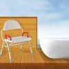 CHEWO Bath Stools,Shower Stool Disabled/Elderly/Pregnant Women/Bath Seat Free Telesfolding High Back Armrest Bathroom Stool White
