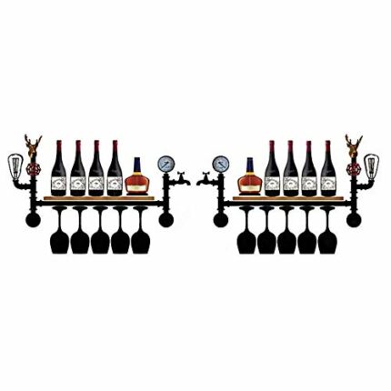 NEOCHY Wine Rack Modern Wall-Mounted Retro Decoration Bar Bar Living Room Kitchen Modern Wall-Mounted Floating Wine Bottle Rack Storage