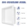 Bernkot Stainless Steel Shower Niche 12" X 12" White Rimless No Tile Needed Recessed Shower Shelf for Bathroom Storage