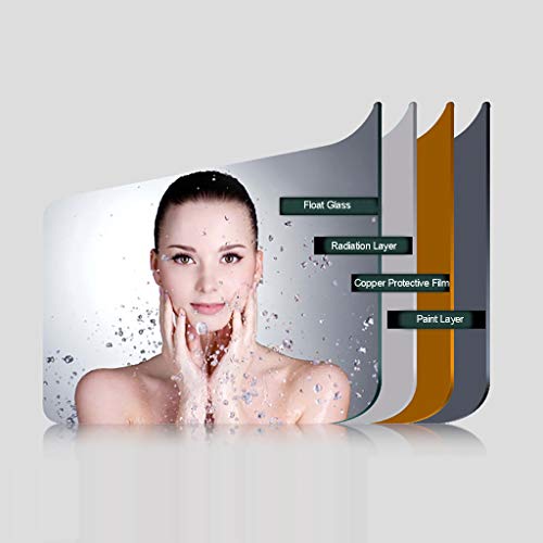 Illuminated Bathroom Mirror with Led Light and Touch Sensor Wall Mounted Oval Makeup Shaving No Border, h,