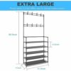 Coat Rack Stand with Shoe Rack, Free Standing Coat Stand with 8 Hooks, Free Standing Hall Tree, Shoe Rack with Coat Hanger for Hallway, Entryway,