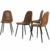 Homy Casa Set of 4 Dining Chairs Soft Chairs and Backrest Kitchen Chairs with Solid Metal Legs for Living Room Lounge Home Brown