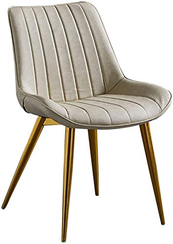 Modern Kitchen Dining Room Chairs PU Kitchen Dining Chairs Faux Leather Seat Golden Metal Legs Reception Chairs with Backrest Soft Cushion (Color
