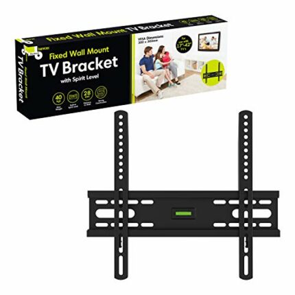 Benross 47079 Fixed TV Bracket Wall Mounted Holds TV 17"-42", 40kg Load, Fixed, Spirit Level, Black