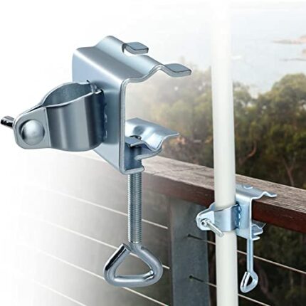 Mikytoper Sun Parasol Holder, Heavy Duty Metal Patio Umbrella Clamp Stand, Outdoor Umbrella Holder, Garden Parasol Stand for Balcony Bench Deck R