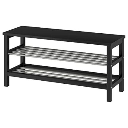 Ikea TJUSIG bench with shoe storage, 108x34x50 cm, black