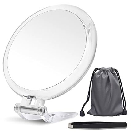 20X Magnifying Mirror, 5 Inch, Two Sided Hand Mirror, 20X/1X Magnification, Folding Makeup Mirror with Handheld/Stand, Use for Makeup Application