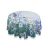 xigua Polka Dot Round Tablecloth with Zipper Umbrella Hole, Waterproof Spillproof Polyester Fabric Table Cover for Outdoor Patio Garden Dining Pa