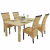 vidaXL Dining Chairs 4 pcs Abaca Brown Handmade Woven Kitchen Furniture Seat