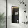 Bernkot Stainless Steel Shower Niche 24" X 12" Matte Black Double Shelves with Led Light No Tile Needed Recessed Shower Shelf for Bathroom