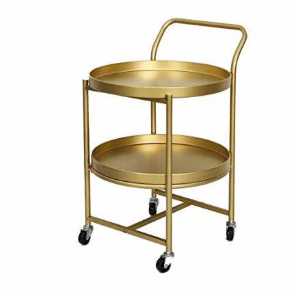 JYDQM Iron Double-decker Cart Coffee Bedside Table Living Room Bedroom Sofa Storage Side Table Manicure Shop Multi-function Tea Table