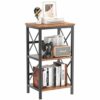 YMYNY Bookcase, 3 Tier Storage Rack, Plant Rack, Storage Microwave Shelf with Steel Frame, for Living Room, Kitchen, Office, Study Hall, Industri