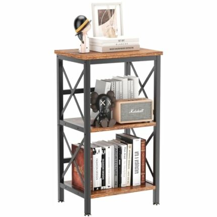 YMYNY Bookcase, 3 Tier Storage Rack, Plant Rack, Storage Microwave Shelf with Steel Frame, for Living Room, Kitchen, Office, Study Hall, Industri