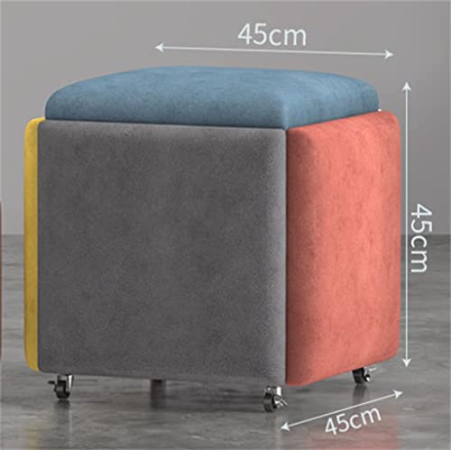 LUKEO Stool Household Stool Combination Stool 5 In 1 Restaurant Living Room Small Stool Sofa Stool Storage (Color : Argento, Size : As show)