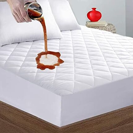 MK Home Textile Waterproof Quilted Mattress Protector Cover Highly Absorbent Extra Deep Bedding Pad Topper Breathable Hotel Quality Ultra Soft Fi