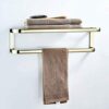 -Shelf,Towel Rack Simple Towel Rack, Double Bathroom Shelf, Hotel,Niture, Brass, Storage Shelves, Gold, Easy to Install