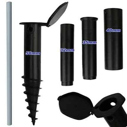 Jumua Washing Line Spike ,Plastic Screw Rotary Washing Line Parasol Ground Spike 32mm 35mm 40mm 50mm Diameters for Flags, Activity Poles, Bird Fe