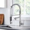 Suguword Kitchen Sink Mixer Tap Chrome Brass 360 Degree Rotation Single Hole with Pull Out Spray Kitchen Sink Taps