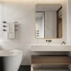 TheiaMo 36"x28" Bathroom Mirror Wall Mounted, Rounded Rectangular Bathroom Vanity Mirror, Framed Bathroom Mirror, 45° Beveled Edge Polished Frame