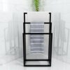 HOMERECOMMEND Metal Towel Bathroom Rack 3 Bars Freestanding Drying Shelf 3 Tier Storage Organizer Washcloths Holder (Black) (df569)