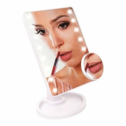 Cosmetic Led Table Make Up Mirror- Touch Control & 5X Magnifying Magnification 16 Led Lights- Selfie Mirror Light Purple