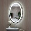 DSHGDJF Round Cosmetic Mirror, LED Bathroom Light Wall Mirror Toilet Bathroom Mirror Wall-mounted Mirror