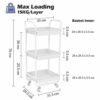 KINGRACK 3-Tier Rolling Storage Trolley, Kitchen Cart with Wheels, Organization Cart for Utilization, Shelving Unit, Storage Rack, Fruit & Vegeta