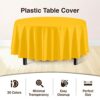 6-Pack Premium Plastic Tablecloth 84in. Round Plastic Table Cover - Yellow