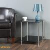 mahara Black Glass End Table Side Table Coffee Table, Square, 45cm x 45cm, for Living Rooms, Lounges, Study, etc
