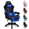 ELFORDSON Gaming Chair with Massage Lumbar Support Footrest, Computer Office Chairs High Back 150° Reclining, Gamer Chairs for Kids Adults, Cyan