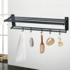 HIGOH Towel Rack Aluminum Towel Rack,Wall Mounted Shower Room Hanger,Foldable with Hook Towel Storage Holder Bathroom Accessories Bathroom Hardwa