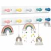 2 Pcs Kids Coat Rack Wall Mount Rainbow Kids Wall Hooks Wooden Coat Hooks Cute Coat Rack Wall Mounted for Kid's Towels Backpacks Bedroom Bathroom