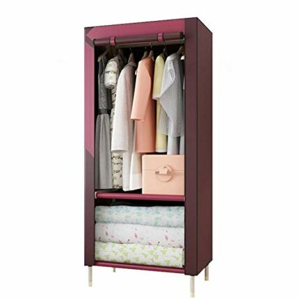 LUKEO Simple Wardrobe Cloth Cabinet Steel Tube Bold Reinforcement Individual Assembly Steel Frame Large Student Wardrobe