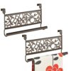 mDesign Tea Towel Holder — Over Door Towel Rail with No Drilling Required — Kitchen Towel Rail — For Kitchens and Bathrooms — Set of 2 — Bronze
