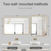TheiaMo 36"x28" Bathroom Mirror Wall Mounted, Rounded Rectangular Bathroom Vanity Mirror, Framed Bathroom Mirror, 45° Beveled Edge Polished Frame