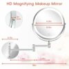 AusDaur 8” Lighted Wall Mounted Makeup Mirror, 1x/10x Magnifying Vanity Mirror with Lights, Rechargeable LED 3 Color Adjustable Brightness Bathro