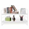 Desk storage rack, desk organiser, multipurpose bookcase for office, home, desktop display shelf, desk stand, bookcase (white shelf, white board,