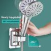 Adjustable Shower Head Holder Replacement, Self-Adhesive Shower Holder Bracket, Wall Mount Handheld Shower Head Holder, Bathroom ABS Shower Brack