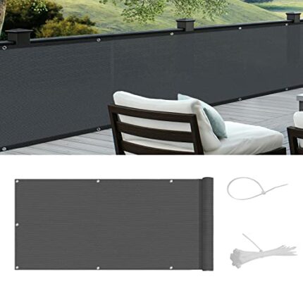 Cool Area balcony privacy screen, anti-peeping, windproof, anti-ultraviolet, HDPE balcony cover, 90x500cm，Graphite