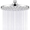 Fixed Shower Head, High-Pressure 8 inch Shower Head, Round Luxury Modern Chrome Look, Silicone Nozzles, Adjustable Shower Head Round with Swivel