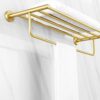 HIGOH Towel Racks,Bathroom Towel Rack Wall Mounted Towel Holder,Nordic Light All Copper Brushed Bath Towel Holder,Modern Simple Brass Towel Rack
