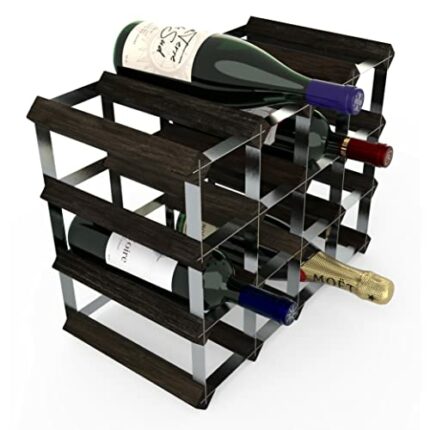 RTA Wooden Wine Rack, for Cupboards and Countertops, Made from Premium Quality FSC Pine, Fully Assembled, for Wine and Champagne, Made in The UK