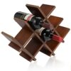 PowerKing Wine Rack Small Wine Stand for 8 Bottles, Bottle Rack Wooden Wine Bottle Holder for Kitchen & Pantry & Bar, Bottle Rack Wine Cabinet Bo