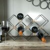 BarCraft 8 Bottle Wine Rack Free Standing Metal, Black & Jute Rope, 46 x 13 x 29.5cm