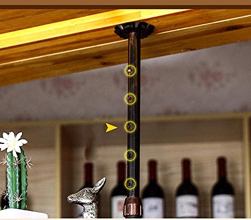 SUCHETA Hanging Wine Rack with Glass Holder and Shelf, Metal Wine Rack Glass Holder Hanging Stemware Home Bar Pub Display Storage Shelf Hanger Sh