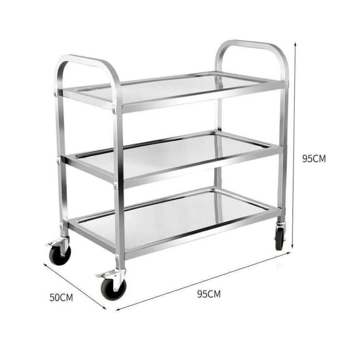JAHH 3 Shelf Kitchen Trolley Commercial Food Pantry With Wheels Kitchen Storage Rack