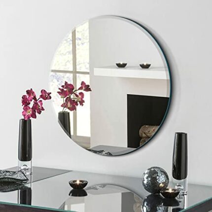 Arcus Home Round Beveled Mirror,Ø18 Decorative Beveled Edge Circle Mirror for Wall,Bathroom, Entryway, Living Room (18'', Frameless)