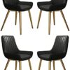 dining chair Kitchen Dining Room Furniture Chairs Modern Dining Chairs Set Of 4 Kitchen Living Room Chairs Artificial Leather Soft Seat and Golde